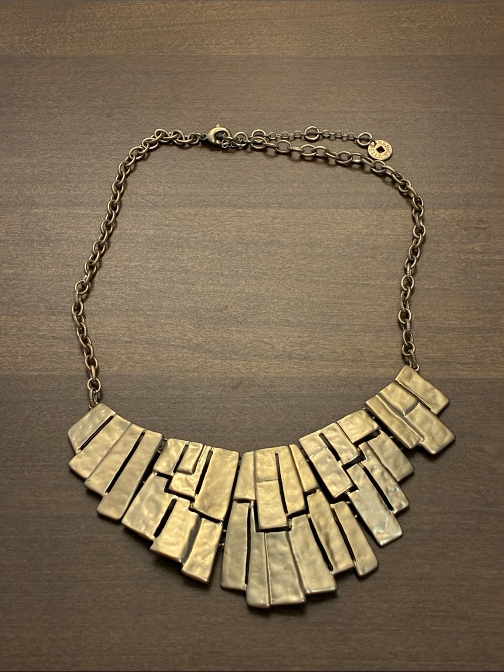 RARE KARMA BELLA Brushed Gold Tone Statement Bib Collar Necklace